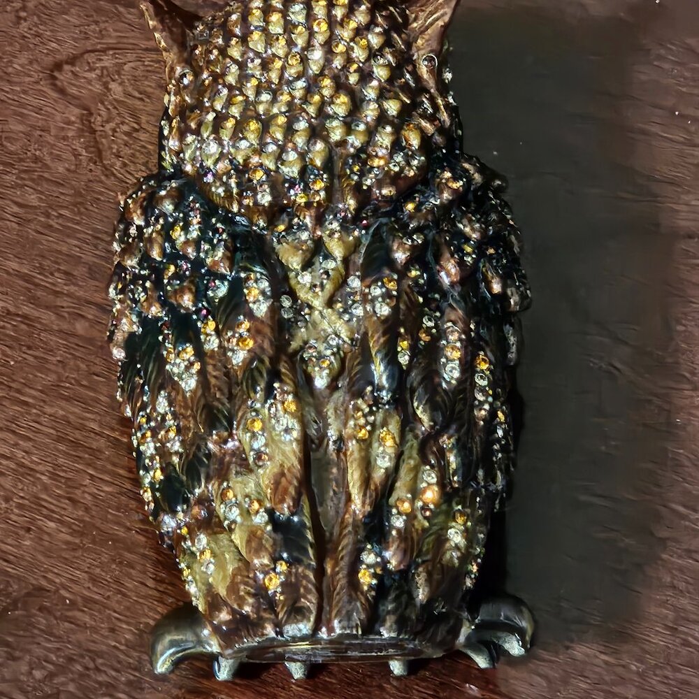 RARE LIMITED EDITION JAY STRONGWATER JUNGLE OWL CRYSTAL ENAMEL FIGURINE OBJET - Picture 13 of 13